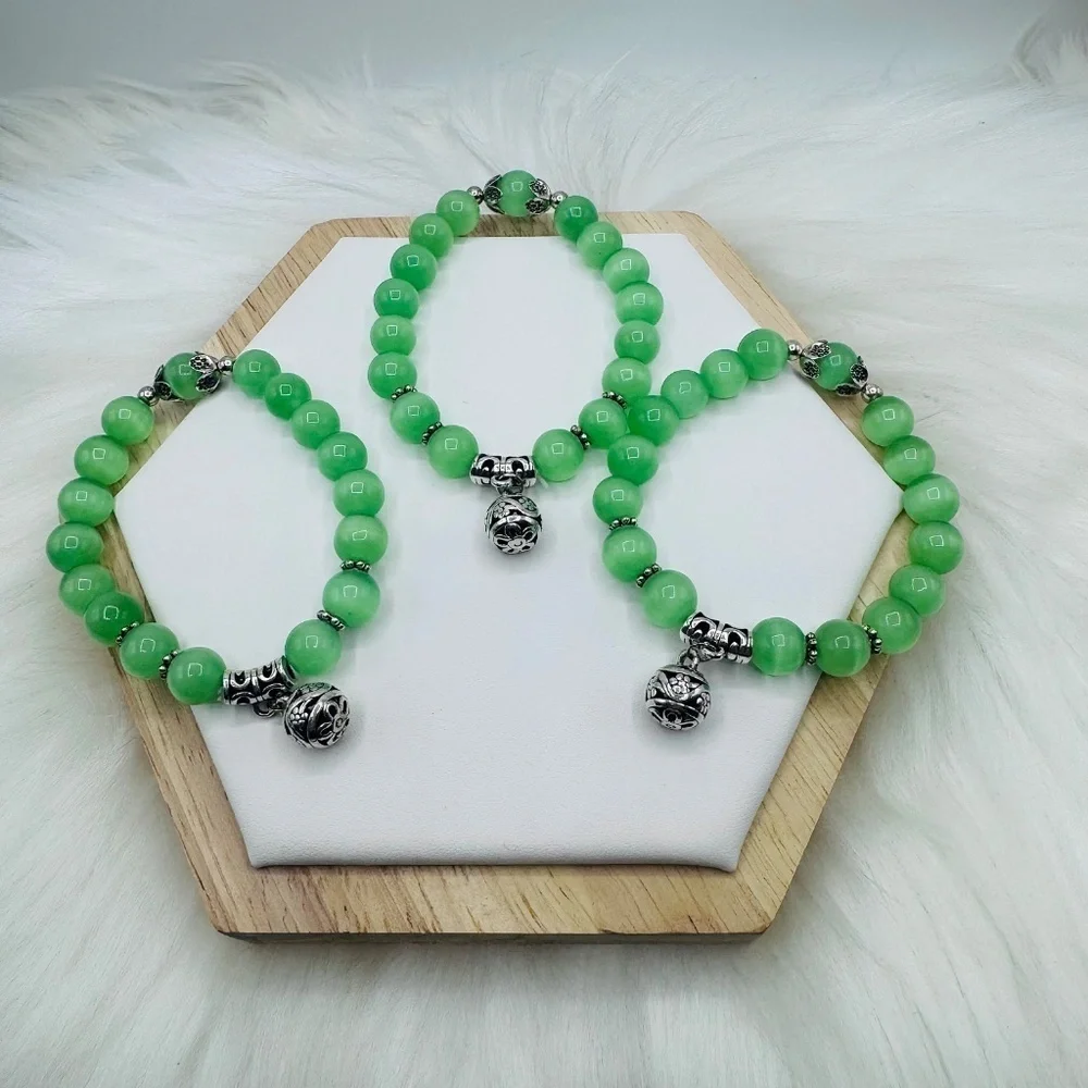 Green Chrysoberyl Handmade Crystal Bracelet - lot of 3